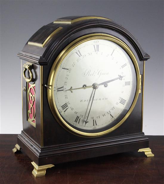 Robert Green of Edinburgh. A George III brass mounted ebonised bracket clock, 15in.